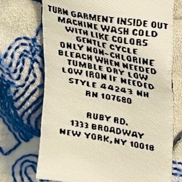 Ruby Rd. Embroidered Blouse Blue & White Chinoiserie Style Casual Dressy Plus 2X - Picture 4 of 8